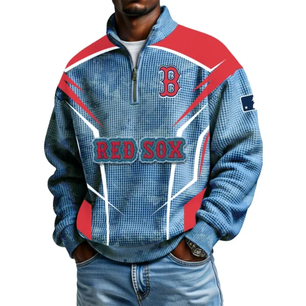 Boston Red Sox Men's Waffle Knit Quarter-Zip Long Sleeve Shirt 2026 Limited