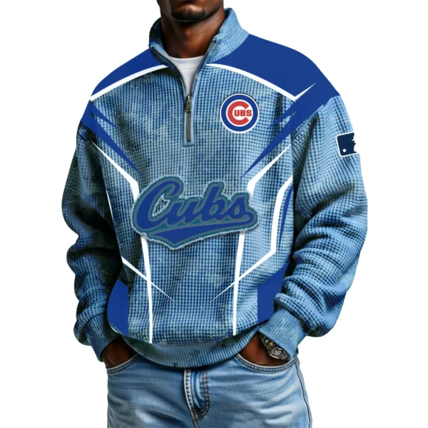 Chicago Cubs Men's Waffle Knit Quarter-Zip Long Sleeve Shirt 2026 Limited
