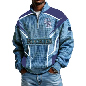 Colorado Rockies Men's Waffle Knit Quarter-Zip Long Sleeve Shirt 2026 Limited