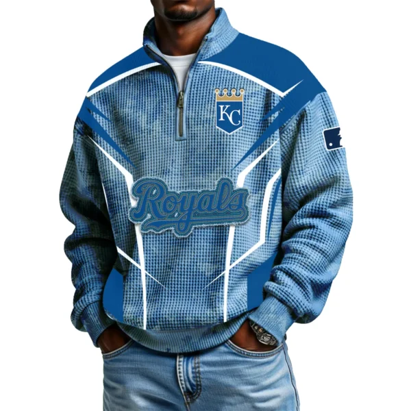 Kansas City Royals Men's Waffle Knit Quarter-Zip Long Sleeve Shirt 2026 Limited