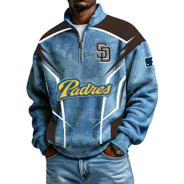 San Diego Padres Men's Waffle Knit Quarter-Zip Long Sleeve Shirt 2026 Limited