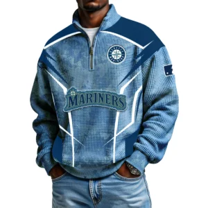 Seattle Mariners Men's Waffle Knit Quarter-Zip Long Sleeve Shirt 2026 Limited