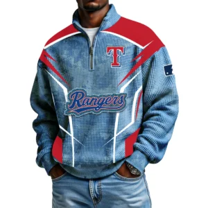 Texas Rangers Men's Waffle Knit Quarter-Zip Long Sleeve Shirt 2026 Limited