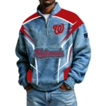 Washington Nationals Men's Waffle Knit Quarter-Zip Long Sleeve Shirt 2026 Limited