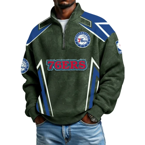 Philadelphia 76ers Quarter-Zip Long Sleeve Shirt Men’s Waffle Knit Limited