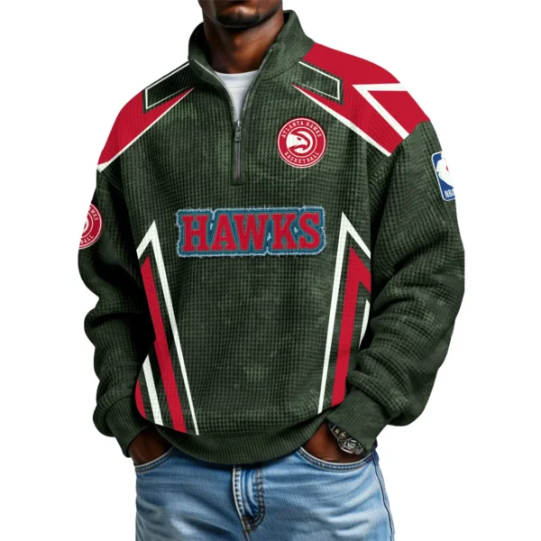 Atlanta Hawks Quarter-Zip Long Sleeve Shirt Men’s Waffle Knit Limited