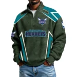Charlotte Hornets Quarter-Zip Long Sleeve Shirt Men’s Waffle Knit Limited