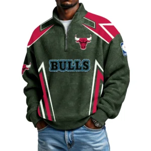 Chicago Bulls Quarter-Zip Long Sleeve Shirt Men’s Waffle Knit Limited