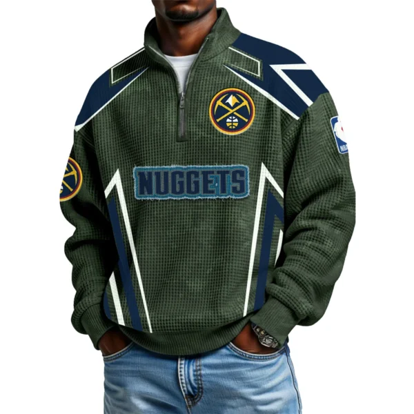 Denver Nuggets Quarter-Zip Long Sleeve Shirt Men’s Waffle Knit Limited