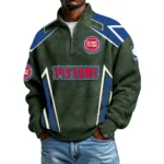 Detroit Pistons Quarter-Zip Long Sleeve Shirt Men’s Waffle Knit Limited