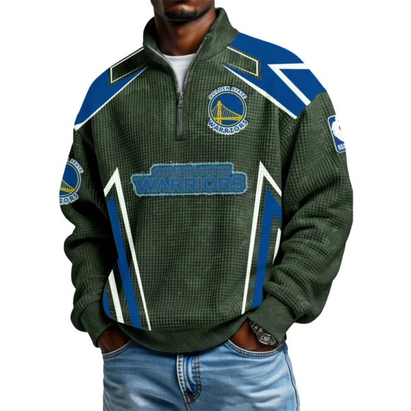 Golden State Warriors Quarter-Zip Long Sleeve Shirt Men’s Waffle Knit Limited