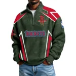 Houston Rockets Quarter-Zip Long Sleeve Shirt Men’s Waffle Knit Limited
