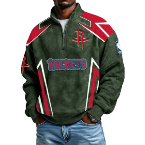 Houston Rockets Quarter-Zip Long Sleeve Shirt Men’s Waffle Knit Limited