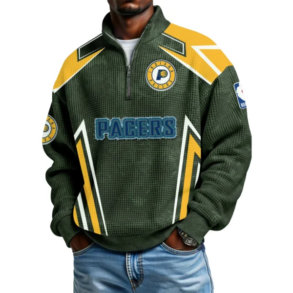 Indiana Pacers Quarter-Zip Long Sleeve Shirt Men’s Waffle Knit Limited