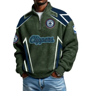Los Angeles Clippers Quarter-Zip Long Sleeve Shirt Men’s Waffle Knit Limited