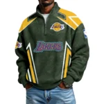 Los Angeles Lakers Quarter-Zip Long Sleeve Shirt Men’s Waffle Knit Limited
