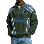 Memphis Grizzlies Quarter-Zip Long Sleeve Shirt Men’s Waffle Knit Limited