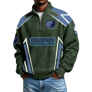 Memphis Grizzlies Quarter-Zip Long Sleeve Shirt Men’s Waffle Knit Limited