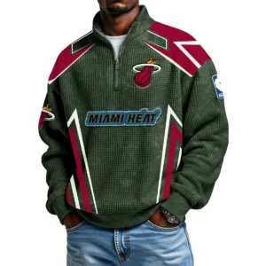 Miami Heat Quarter-Zip Long Sleeve Shirt Men’s Waffle Knit Limited