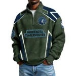 Minnesota Timberwolves Quarter-Zip Long Sleeve Shirt Men’s Waffle Knit Limited