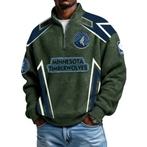 Minnesota Timberwolves Quarter-Zip Long Sleeve Shirt Men’s Waffle Knit Limited