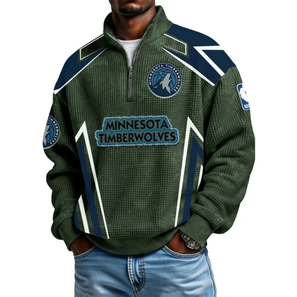 Minnesota Timberwolves Quarter-Zip Long Sleeve Shirt Men’s Waffle Knit Limited