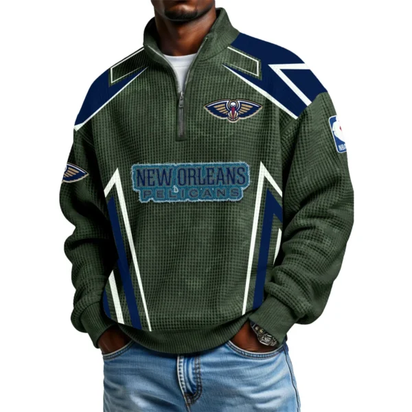 New Orleans Pelicans Quarter-Zip Long Sleeve Shirt Men’s Waffle Knit Limited