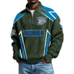 Oklahoma City Thunder Quarter-Zip Long Sleeve Shirt Men’s Waffle Knit Limited