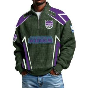 Sacramento Kings Quarter-Zip Long Sleeve Shirt Men’s Waffle Knit Limited