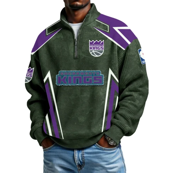 Sacramento Kings Quarter-Zip Long Sleeve Shirt Men’s Waffle Knit Limited