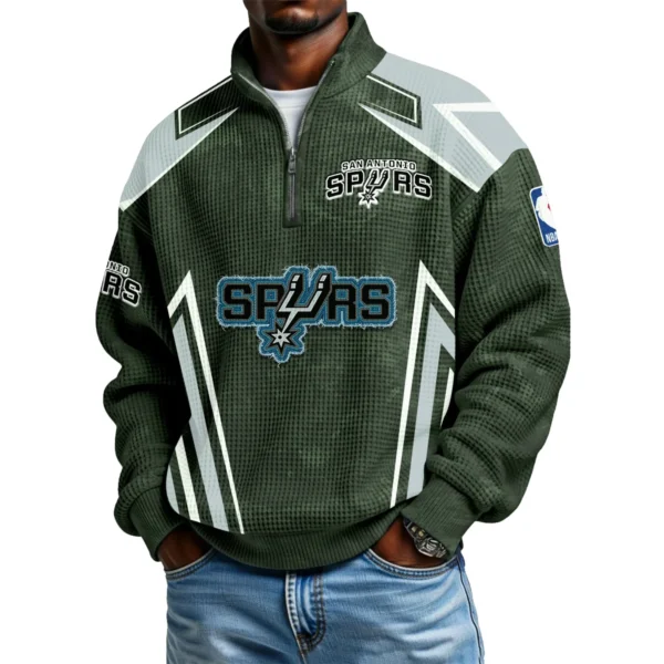 San Antonio Spurs Quarter-Zip Long Sleeve Shirt Men’s Waffle Knit Limited