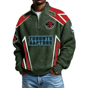 Toronto Raptors Quarter-Zip Long Sleeve Shirt Men’s Waffle Knit Limited