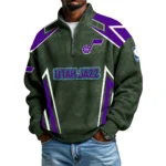 Utah Jazz Quarter-Zip Long Sleeve Shirt Men’s Waffle Knit Limited