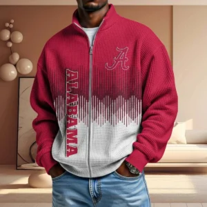 Alabama Crimson Tide Full Zip Hoodies 2027 Men Waffle Knit Long Sleeve Sweatshirt