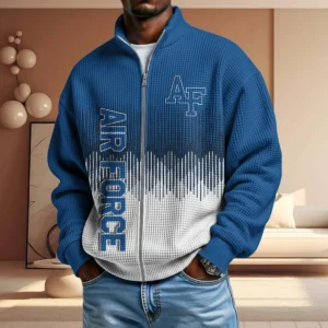 Air Force Falcons Full Zip Hoodies 2027 Men Waffle Knit Long Sleeve Sweatshirt