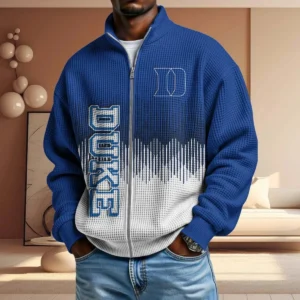 Duke Blue Devils Full Zip Hoodies 2027 Men Waffle Knit Long Sleeve Sweatshirt