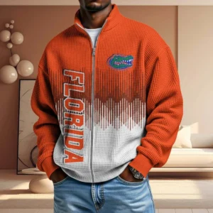 Florida Gators Full Zip Hoodies 2027 Men Waffle Knit Long Sleeve Sweatshirt