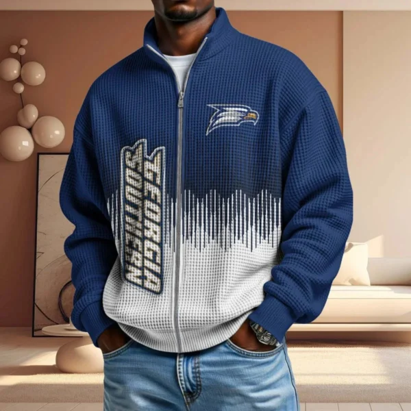 Georgia Southern Eagles Full Zip Hoodies 2027 Men Waffle Knit Long Sleeve Sweatshirt