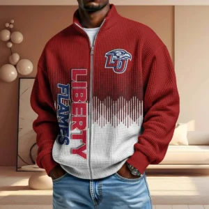 Liberty Flames Full Zip Hoodies 2027 Men Waffle Knit Long Sleeve Sweatshirt
