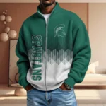 Michigan State Spartans Full Zip Hoodies 2027 Men Waffle Knit Long Sleeve Sweatshirt