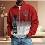 Ohio State Buckeyes Full Zip Hoodies 2027 Men Waffle Knit Long Sleeve Sweatshirt