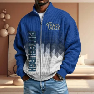 Pittsburgh Panthers Full Zip Hoodies 2027 Men Waffle Knit Long Sleeve Sweatshirt