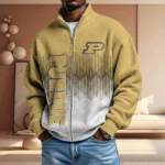 Purdue Boilermakers Full Zip Hoodies 2027 Men Waffle Knit Long Sleeve Sweatshirt