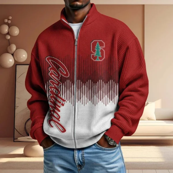 Stanford Cardinal Full Zip Hoodies 2027 Men Waffle Knit Long Sleeve Sweatshirt