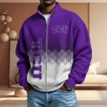 TCU Horned Frogs Full Zip Hoodies 2027 Men Waffle Knit Long Sleeve Sweatshirt