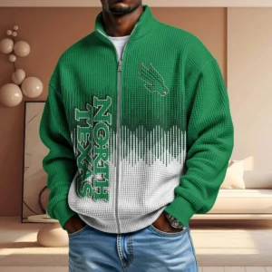 North Texas Mean Full Zip Hoodies 2027 Men Waffle Knit Long Sleeve Sweatshirt