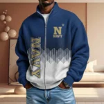 Navy Midshipmen Full Zip Hoodies 2027 Men Waffle Knit Long Sleeve Sweatshirt