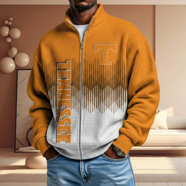 Tennessee Volunteers Full Zip Hoodies 2027 Men Waffle Knit Long Sleeve Sweatshirt