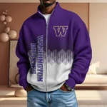 Washington Huskies Full Zip Hoodies 2027 Men Waffle Knit Long Sleeve Sweatshirt