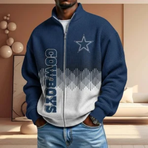 Dallas Cowboys Men’s Full Zip Waffle Knit Long Sleeve Sweatshirt